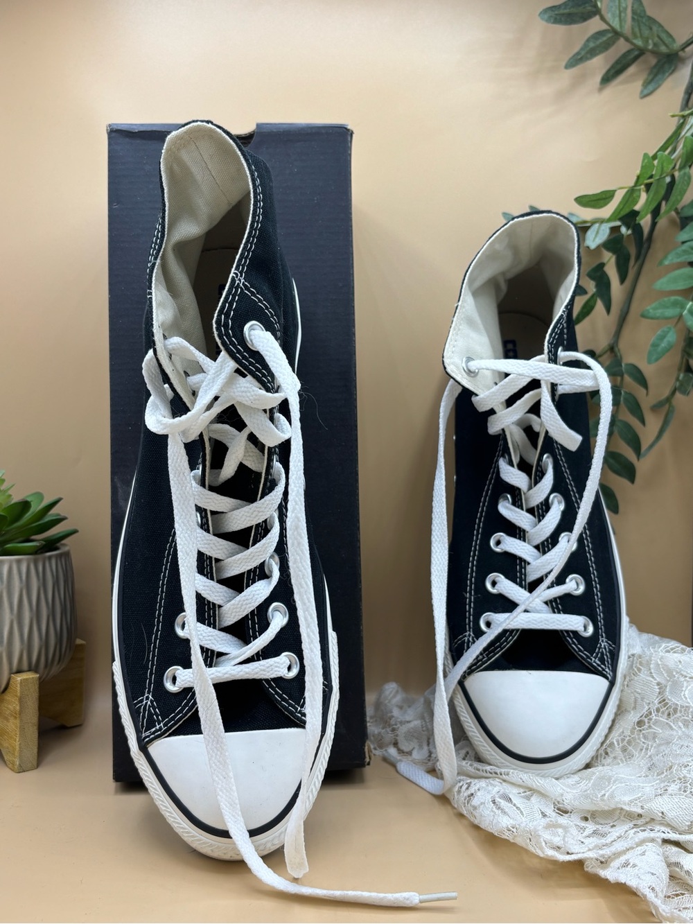 Converse Black High-Top Sneakers with White Accents
